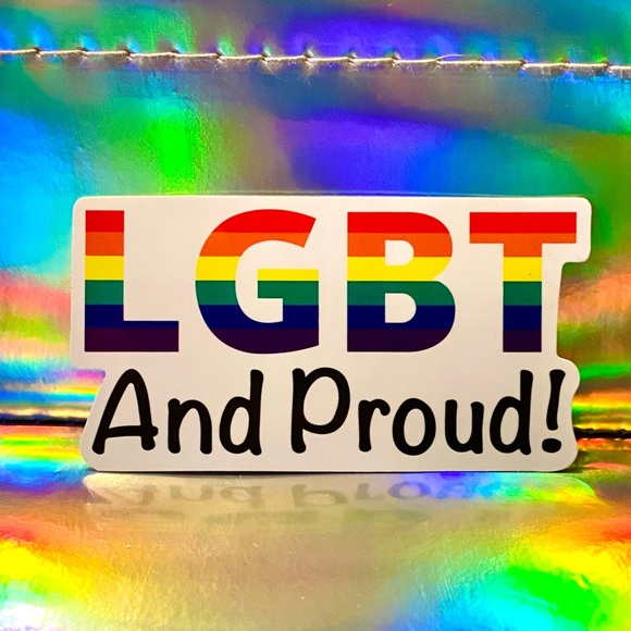 US SELLER Gloss LGBT And Proud Flag Ally Rainbow Sticker Pride Gay Rectangle - Picture 2 of 4